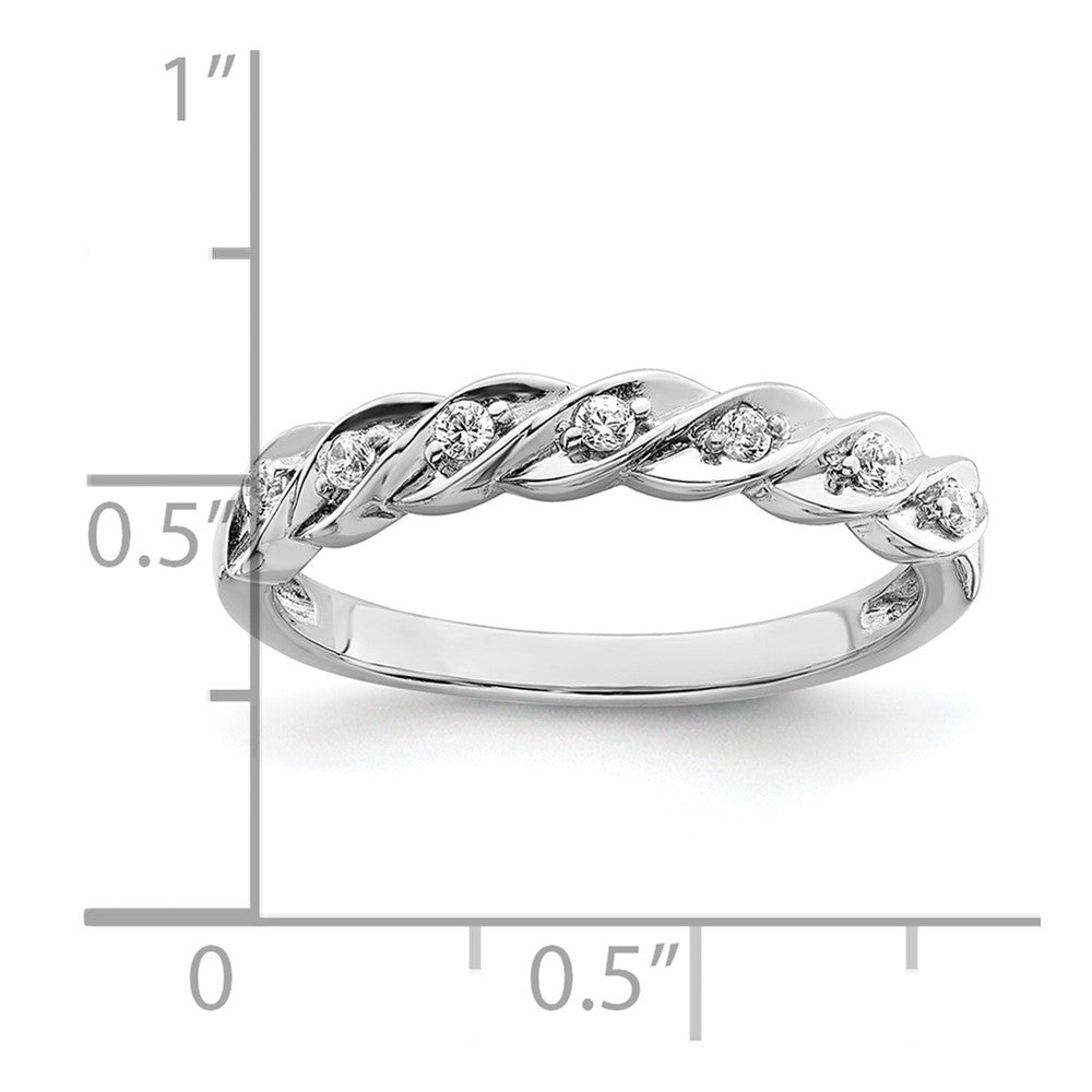Sterling Silver Rh Polished Cz Twisted Ring