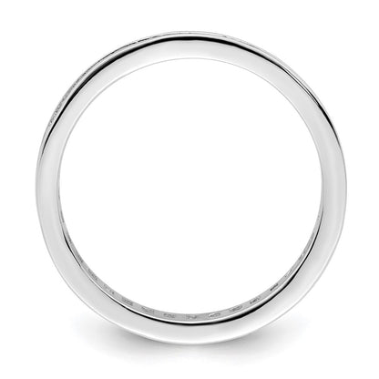 Sterling Silver Polished Rhodium Plated Channel Set Cz Band