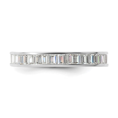 Sterling Silver Polished Rhodium Plated Channel Set Cz Band