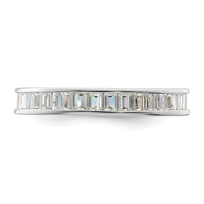 Sterling Silver Polished Rhodium Plated Channel Set Cz Band