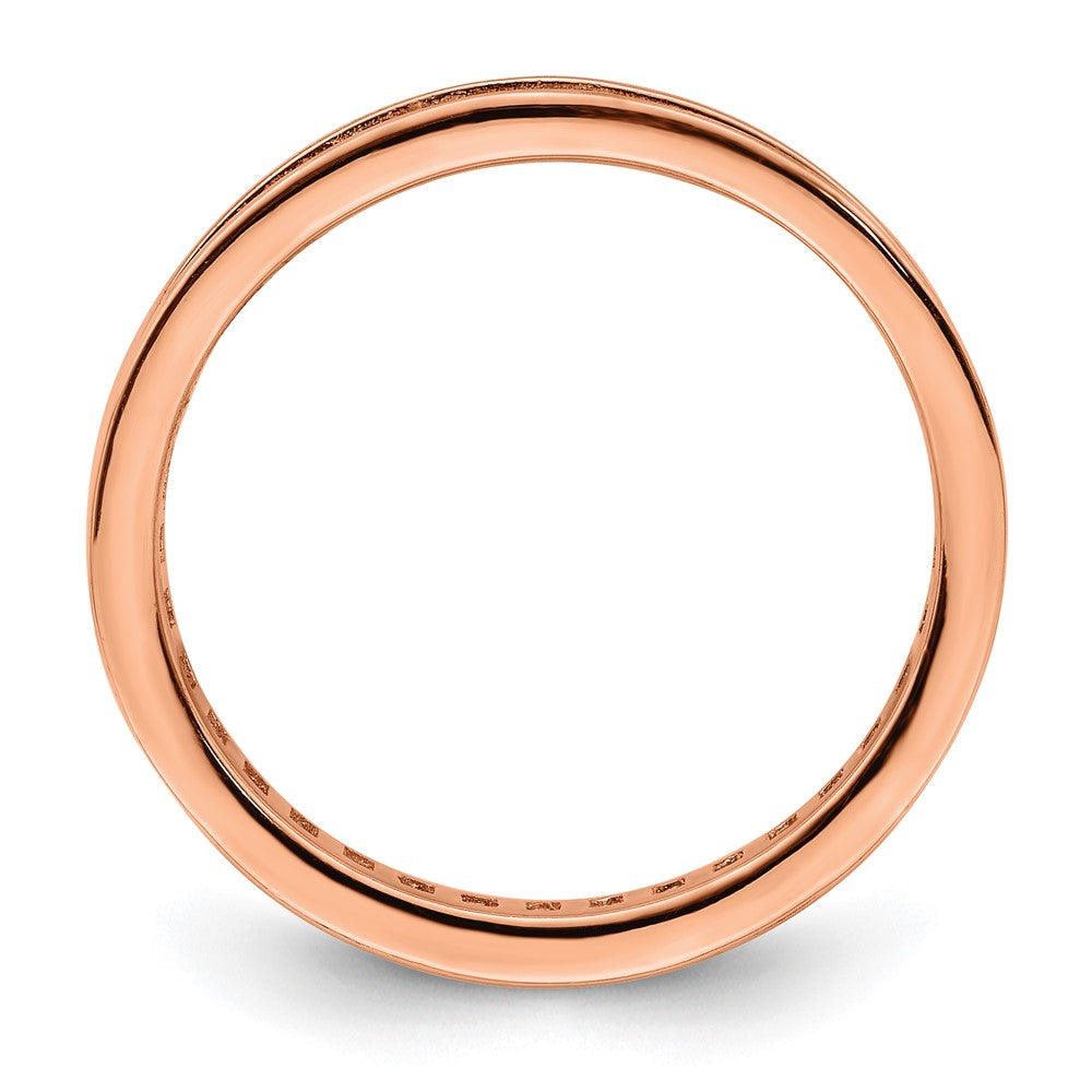 Sterling Silver Polished Rose Tone Channel Set Cz Band