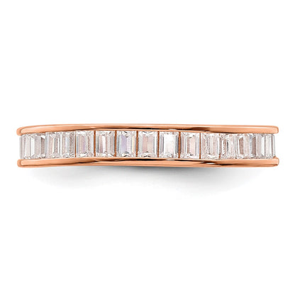 Sterling Silver Polished Rose Tone Channel Set Cz Band