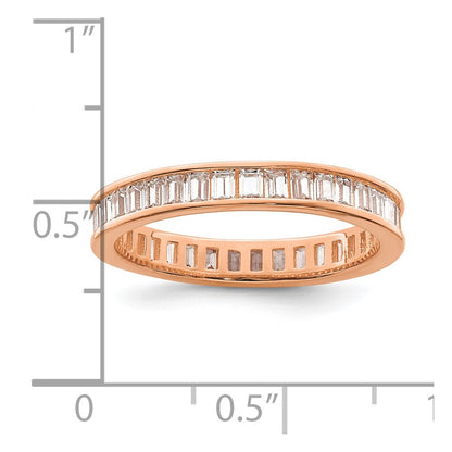 Sterling Silver Polished Rose Tone Channel Set Cz Band