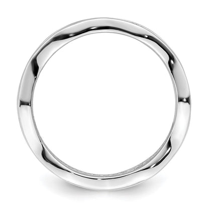 Sterling Silver Rhodium Plated Cz Wavy Ring