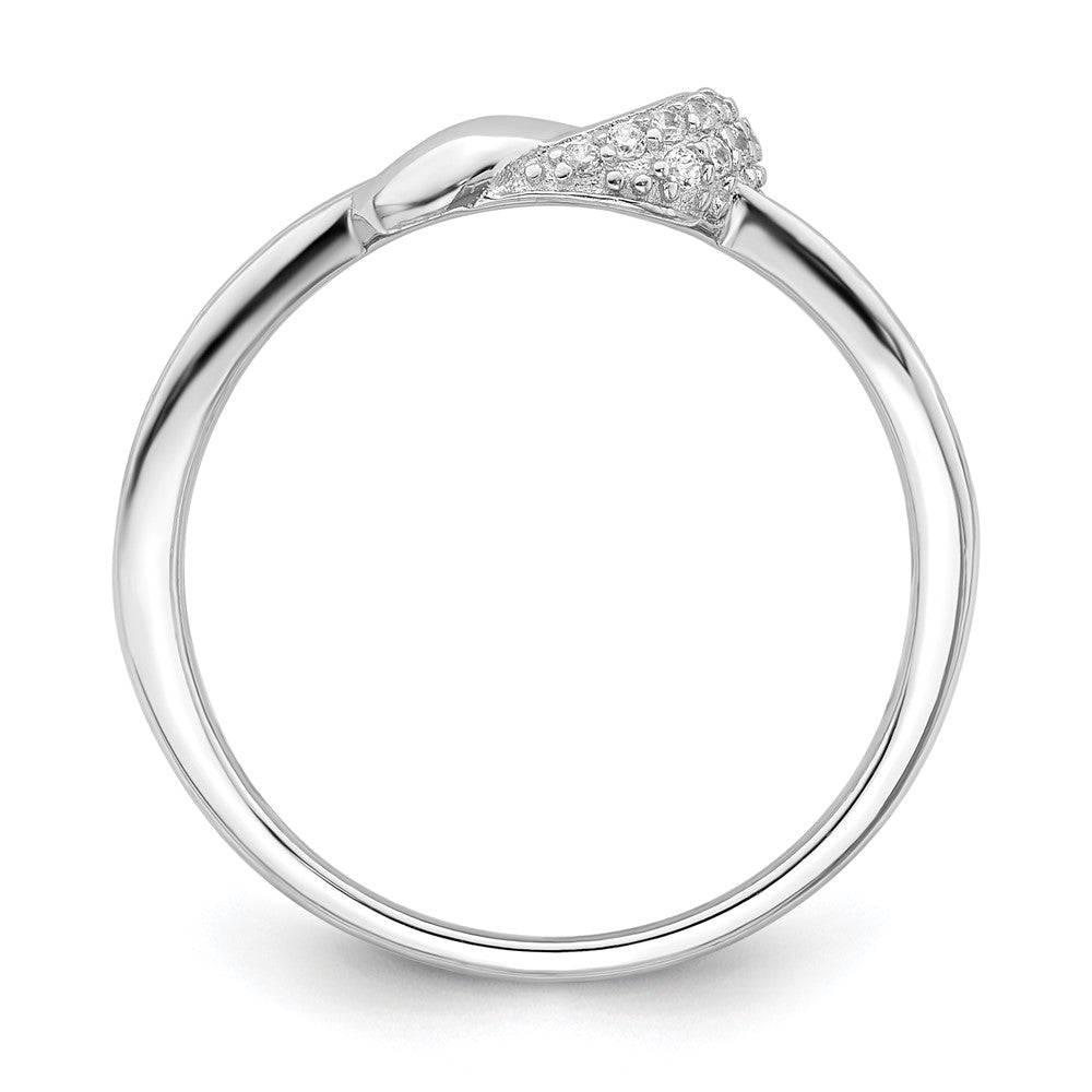 Sterling Silver Polished Rhodium Plated Cz Knot Ring