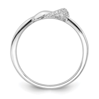 Sterling Silver Polished Rhodium Plated Cz Knot Ring