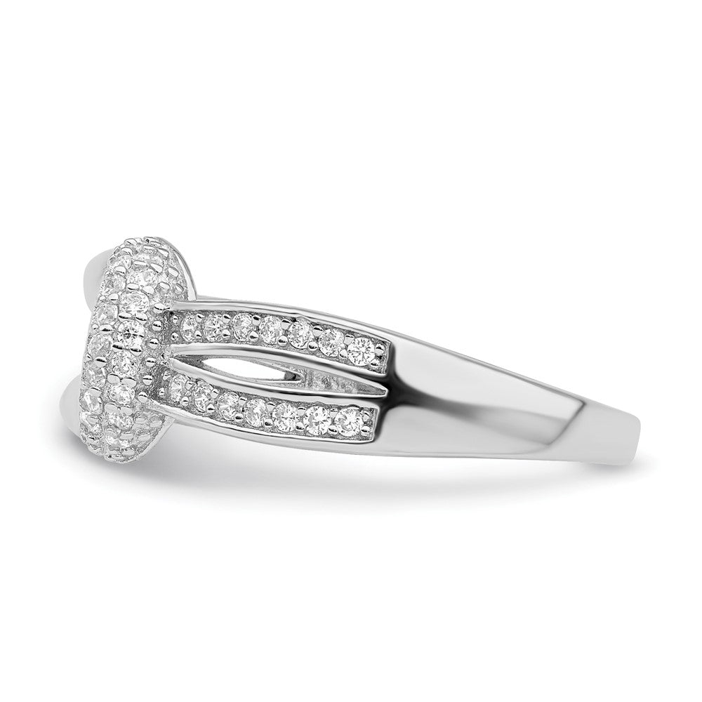 Sterling Silver Polished Rhodium Plated Cz Knot Ring