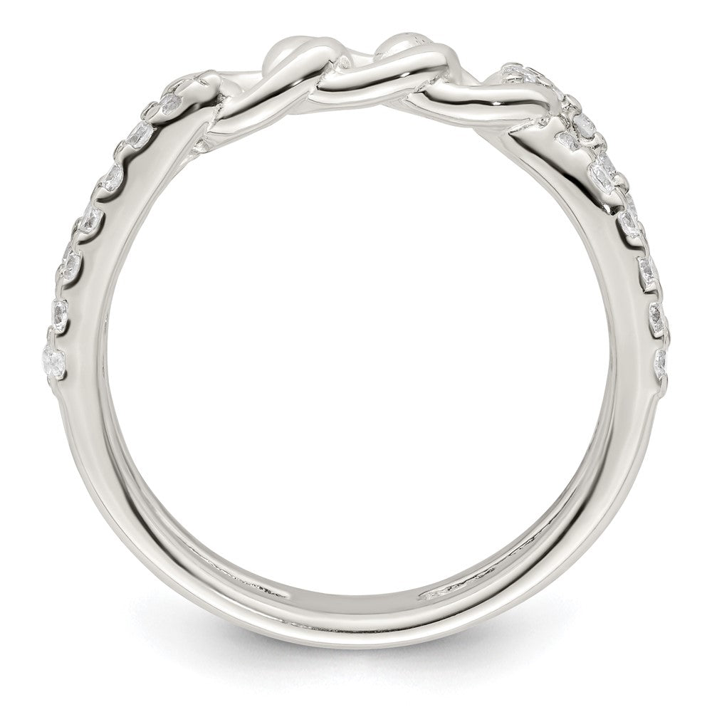 Sterling Silver Polished Cz Chain Detail Ring