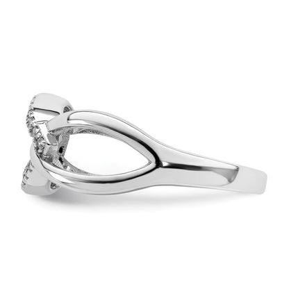 Sterling Silver Rhodium Plated Polished Teardrop Cz Ring