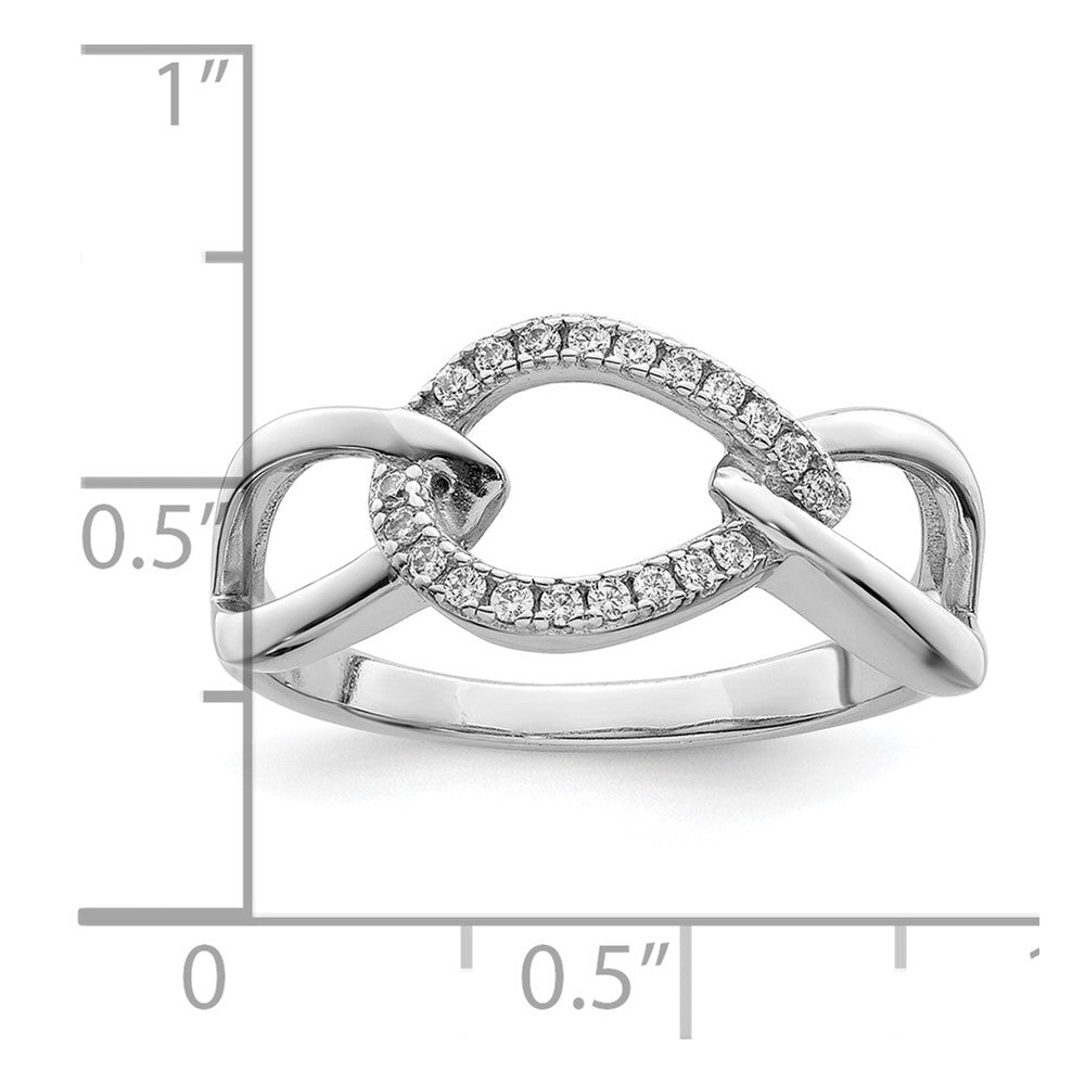 Sterling Silver Rhodium Plated Polished Teardrop Cz Ring