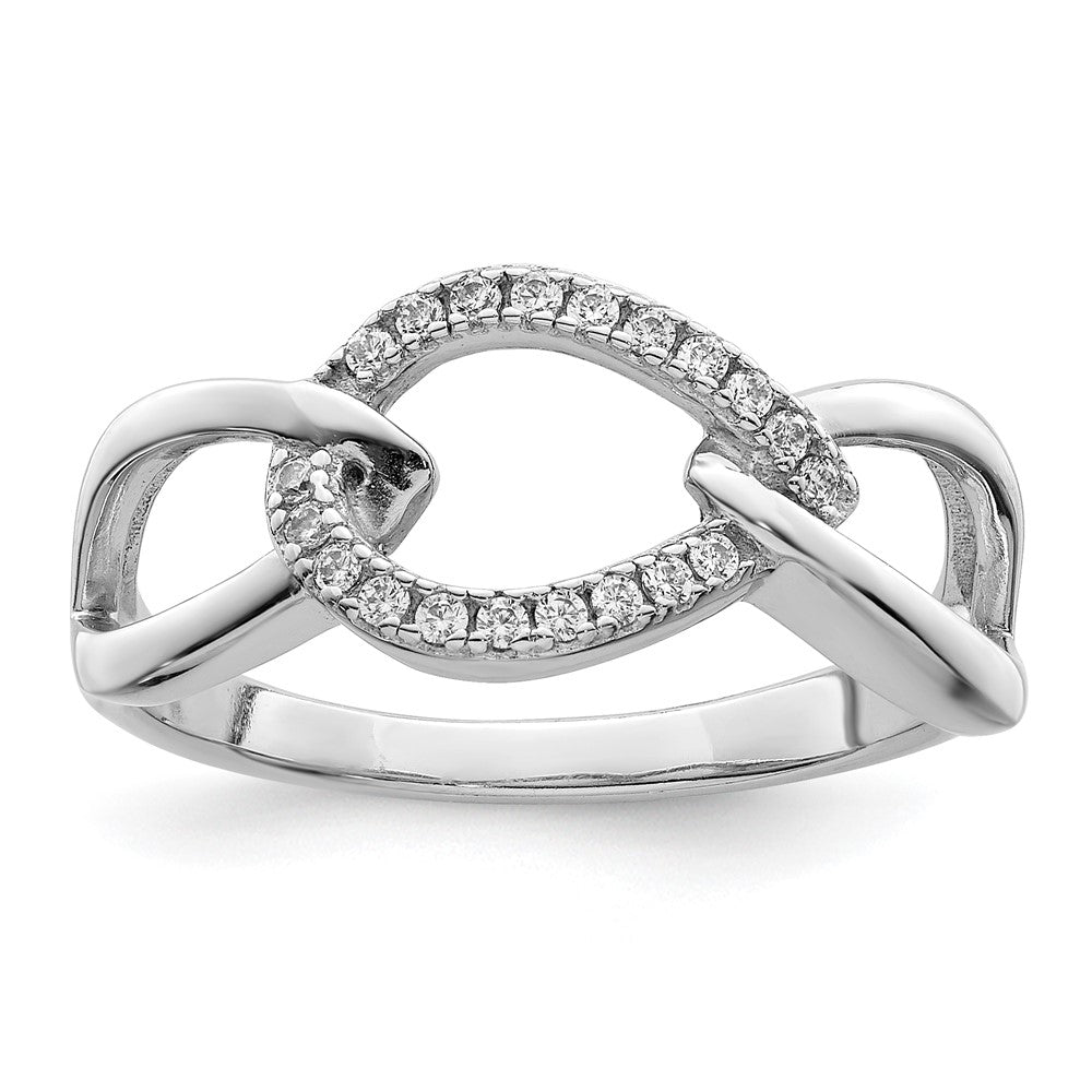 Sterling Silver Rhodium Plated Polished Teardrop Cz Ring