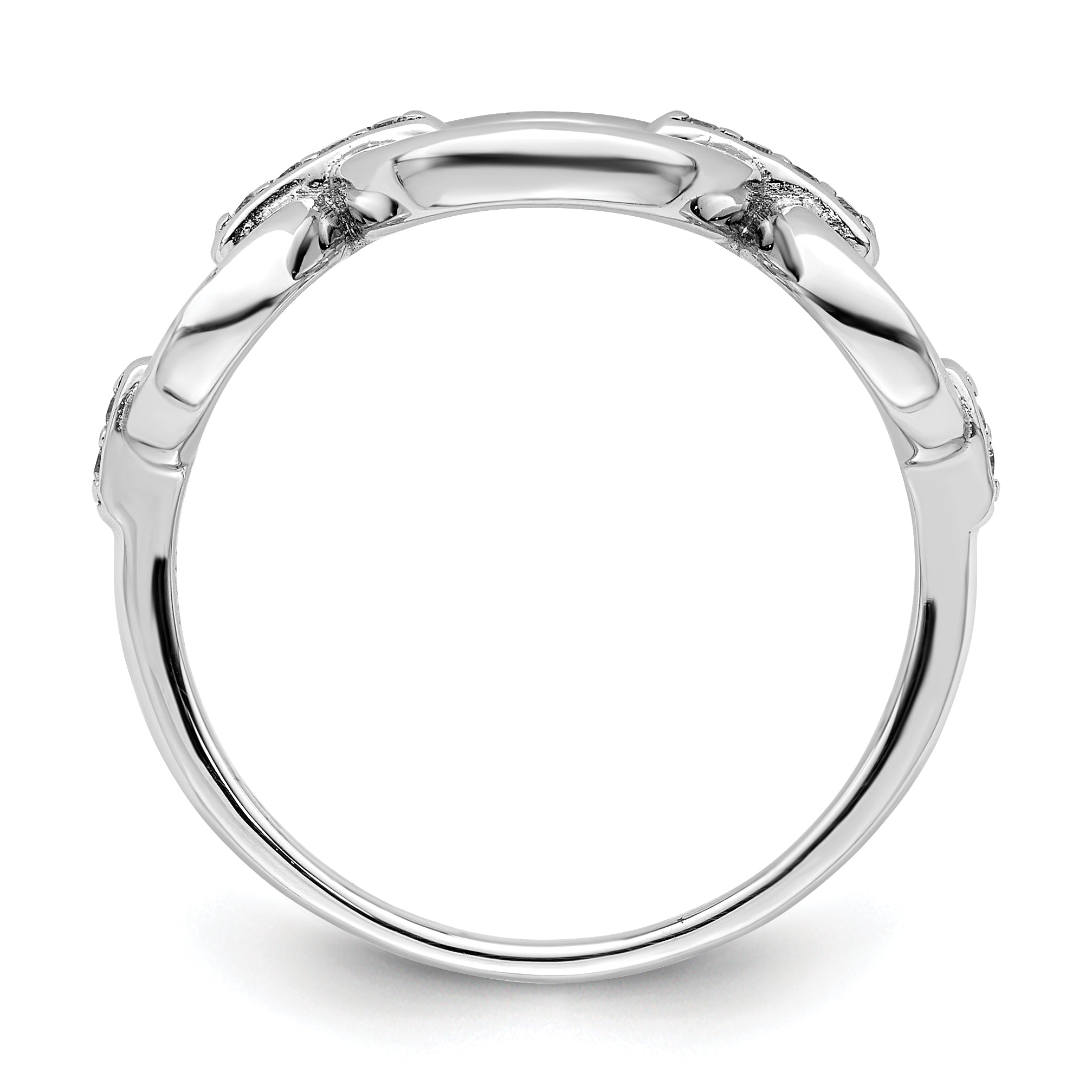 Sterling Silver Rhodium Plated Polished Oval Cz Ring (Size 6 Only)