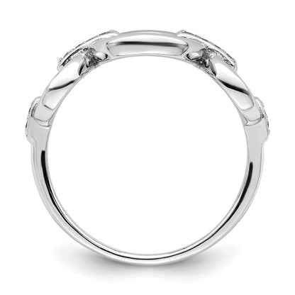 Sterling Silver Rhodium Plated Polished Oval Cz Ring (Size 6 Only)