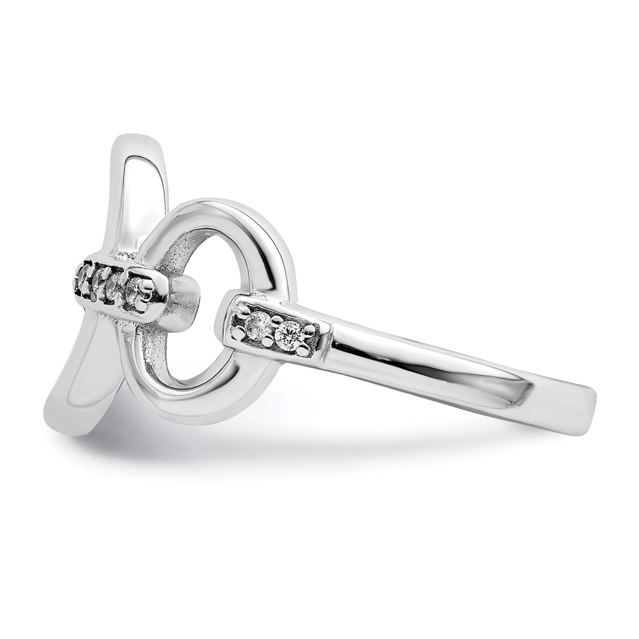 Sterling Silver Rhodium Plated Polished Oval Cz Ring (Size 6 Only)