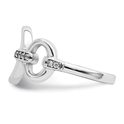 Sterling Silver Rhodium Plated Polished Oval Cz Ring (Size 6 Only)