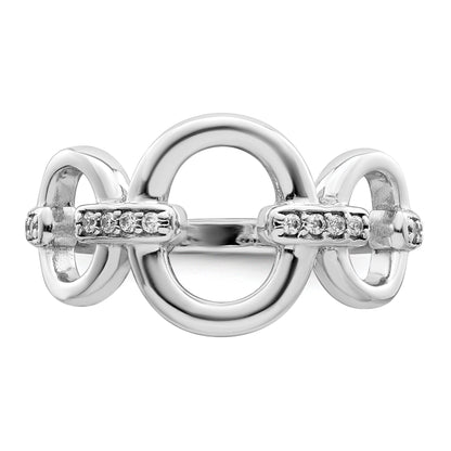 Sterling Silver Rhodium Plated Polished Oval Cz Ring (Size 6 Only)