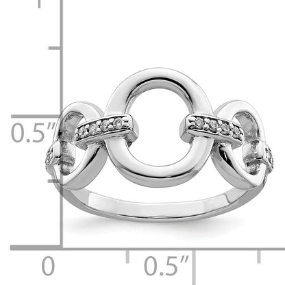 Sterling Silver Rhodium Plated Polished Oval Cz Ring (Size 6 Only)