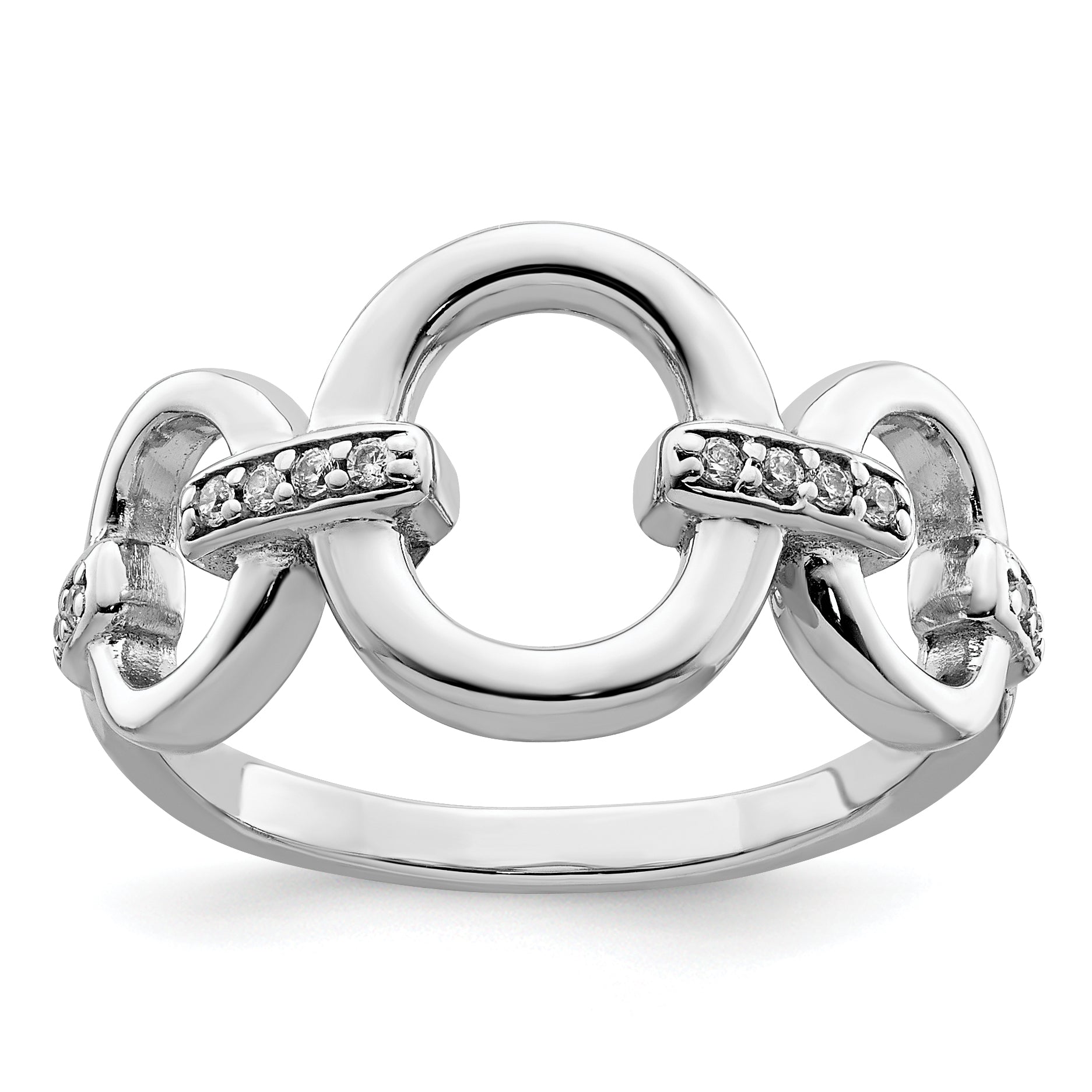 Sterling Silver Rhodium Plated Polished Oval Cz Ring (Size 6 Only)