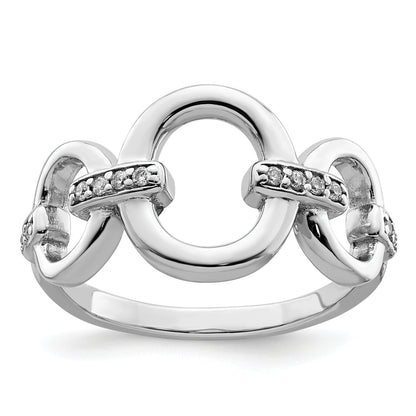 Sterling Silver Rhodium Plated Polished Oval Cz Ring (Size 6 Only)