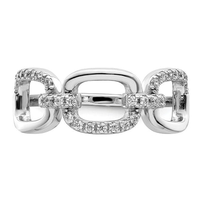 Sterling Silver Rhodium Plated Polished Cz 3 Square Ring