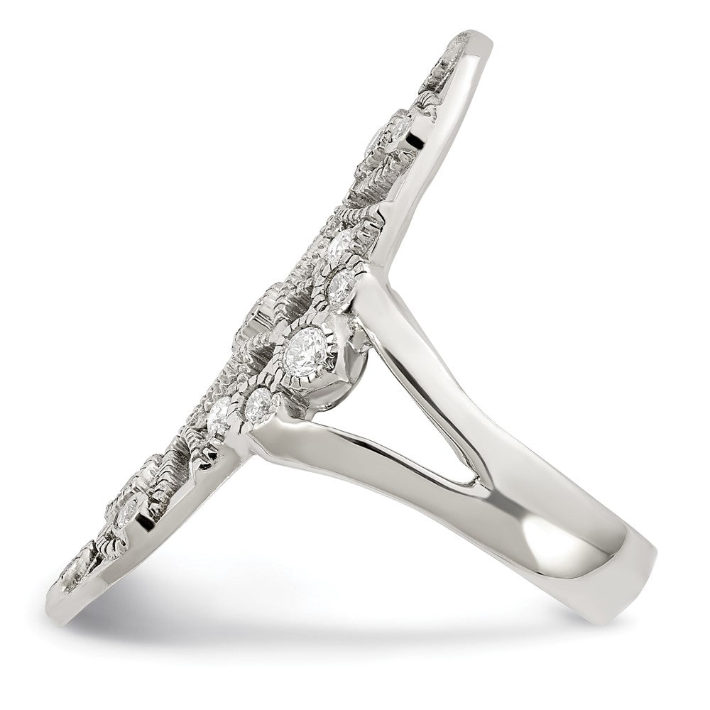Sterling Silver Polished Fancy Cz Ring