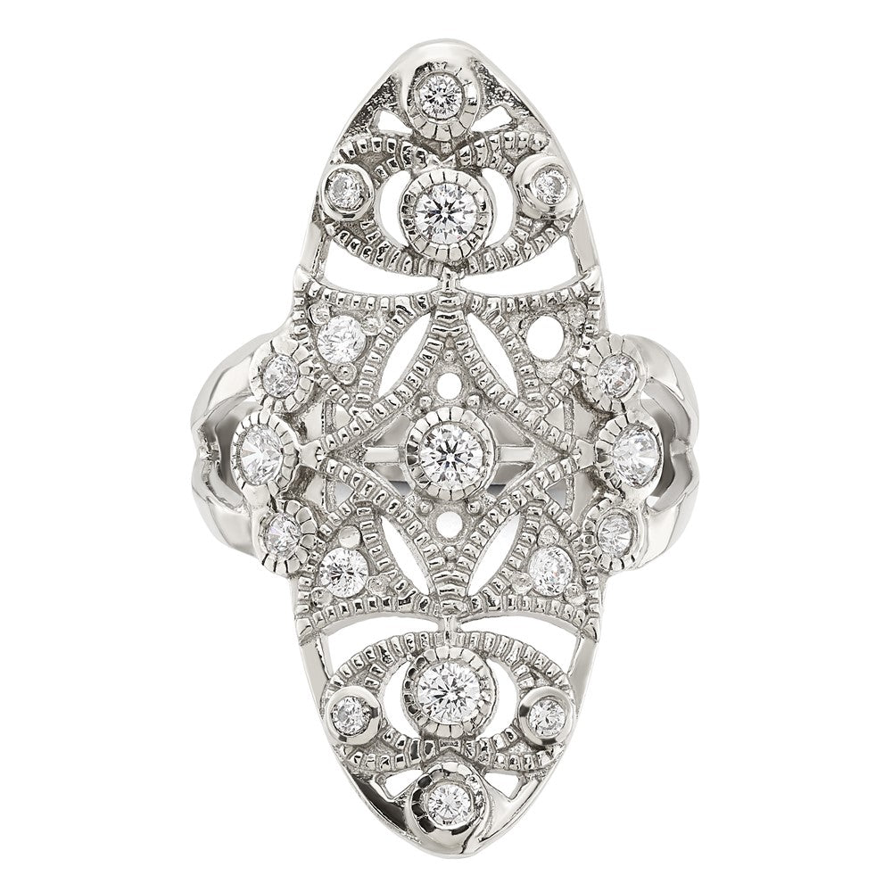 Sterling Silver Polished Fancy Cz Ring