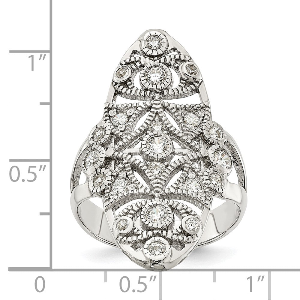 Sterling Silver Polished Fancy Cz Ring