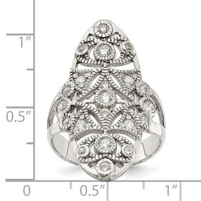 Sterling Silver Polished Fancy Cz Ring