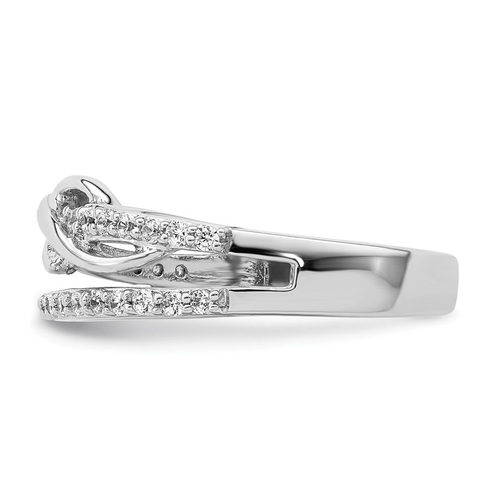 Sterling Silver Rhodium Plated Cz Twist Ring
