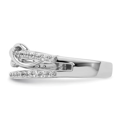 Sterling Silver Rhodium Plated Cz Twist Ring
