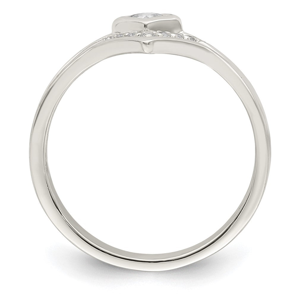 Sterling Silver Polished Square Cz 3 Ring Set