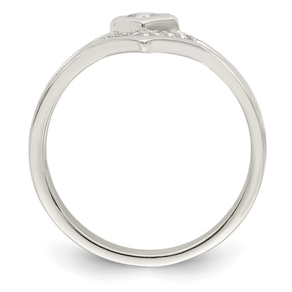 Sterling Silver Polished Square Cz 3 Ring Set