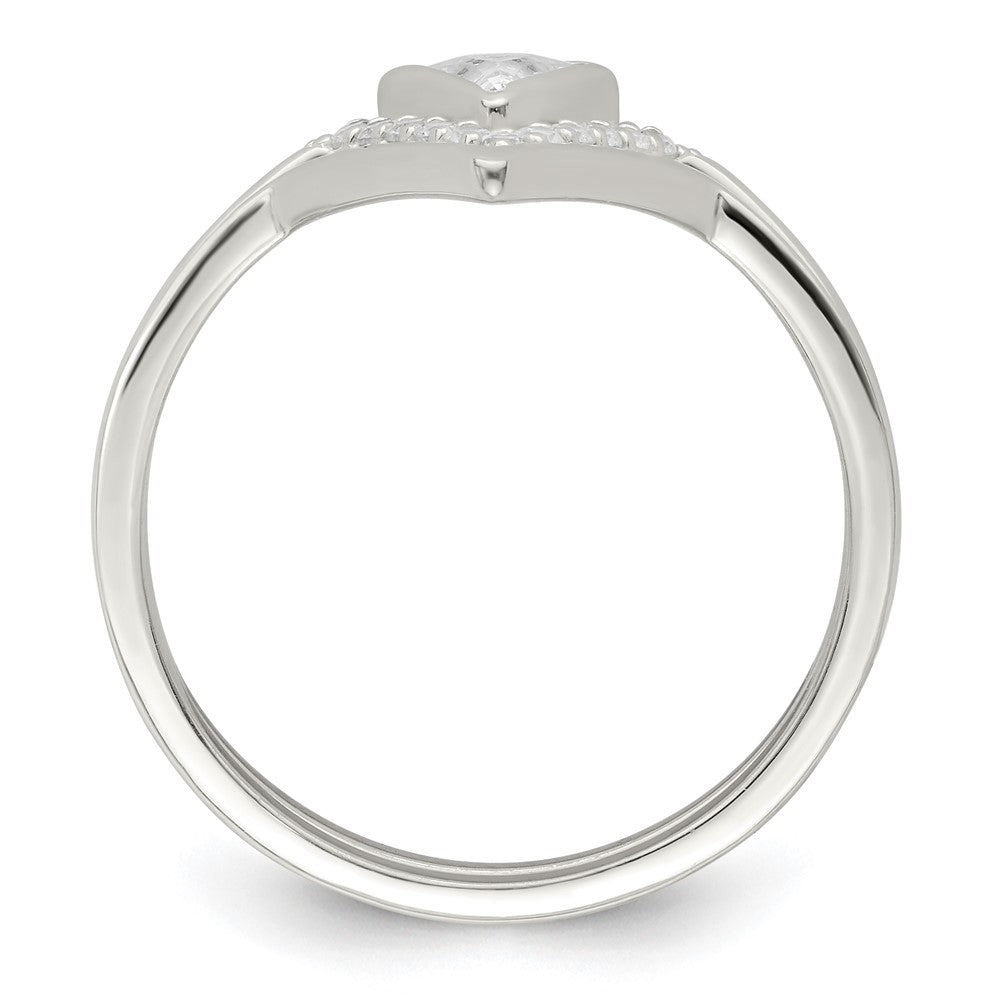 Sterling Silver Polished Triangle Cz 3 Ring Set