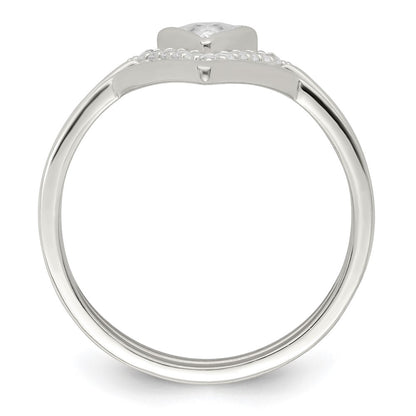 Sterling Silver Polished Triangle Cz 3 Ring Set