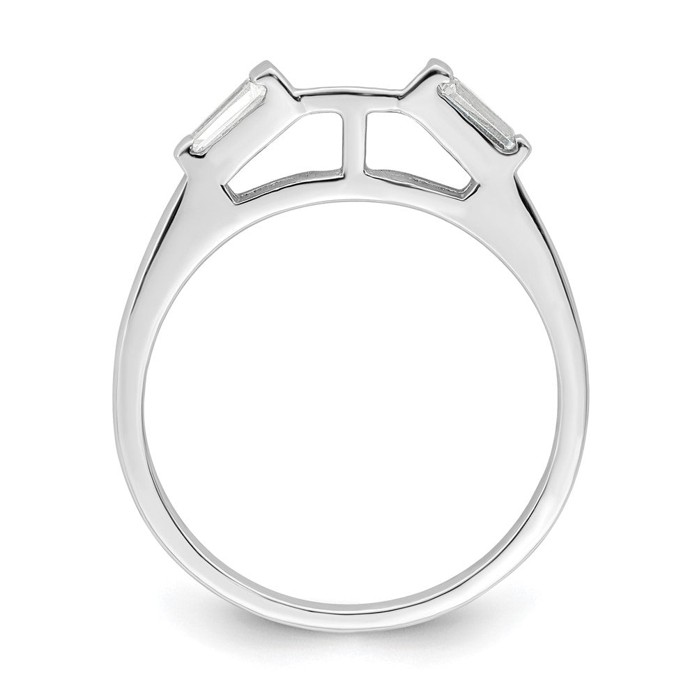 Sterling Silver Rhodium Plated Cz Two Piece Wedding Set Rings