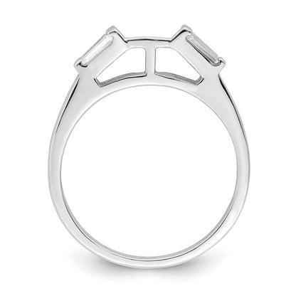 Sterling Silver Rhodium Plated Cz Two Piece Wedding Set Rings