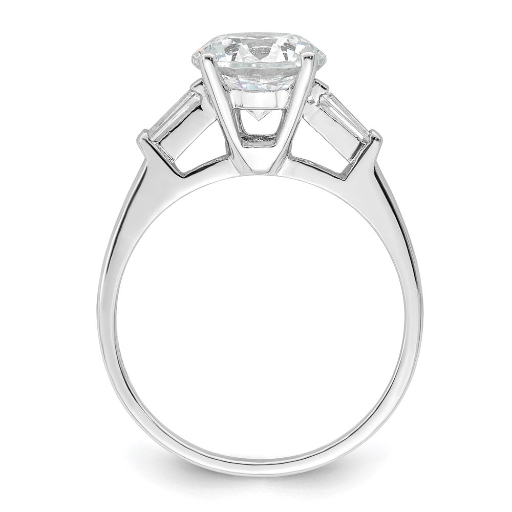 Sterling Silver Rhodium Plated Cz Two Piece Wedding Set Rings