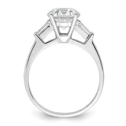 Sterling Silver Rhodium Plated Cz Two Piece Wedding Set Rings