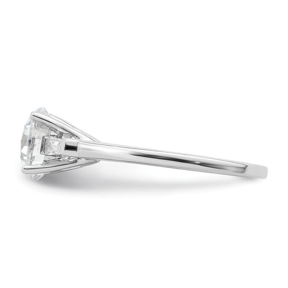 Sterling Silver Rhodium Plated Cz Two Piece Wedding Set Rings