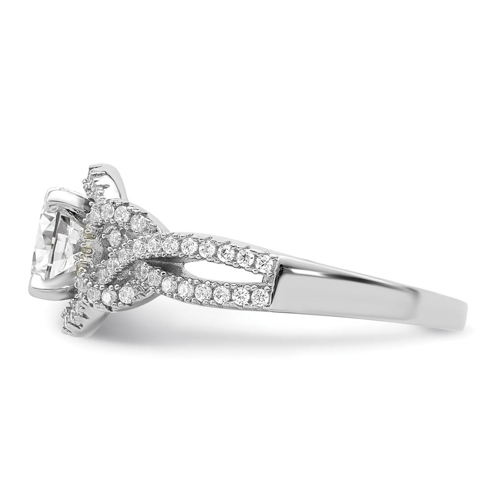 Sterling Silver Rhodium Plated 2 Piece Cz Bridal Ring Set