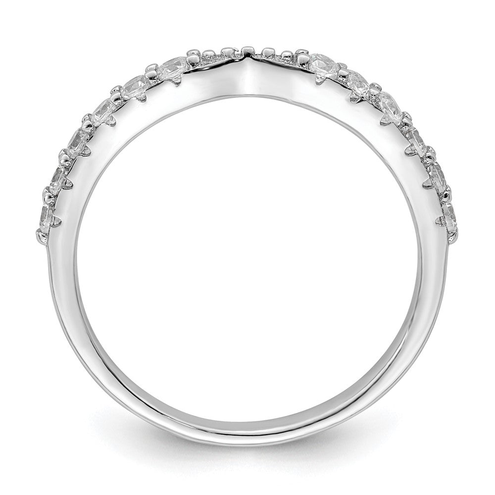 Sterling Silver Polished Rhodium Plated Cz Trio 3 Ring Set