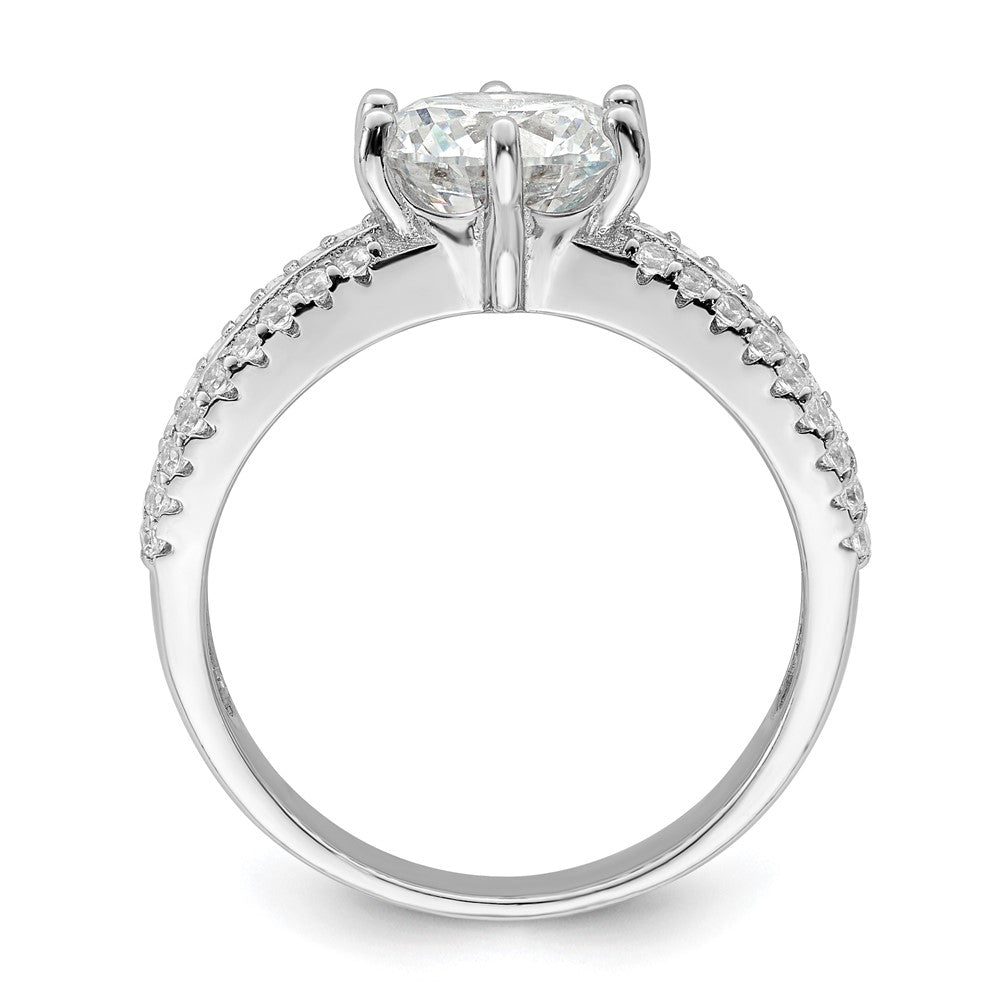 Sterling Silver Polished Rhodium Plated Cz Trio 3 Ring Set