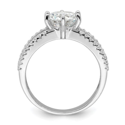 Sterling Silver Polished Rhodium Plated Cz Trio 3 Ring Set