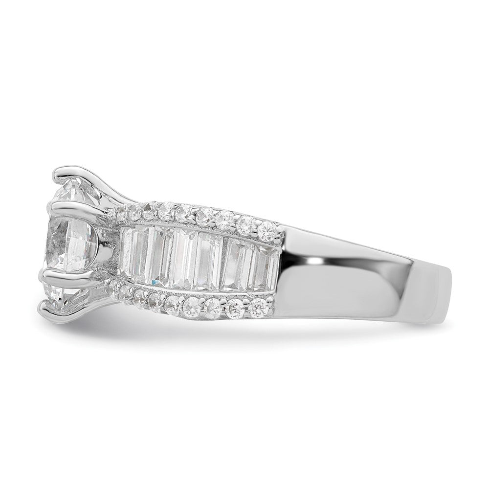 Sterling Silver Polished Rhodium Plated Cz Trio 3 Ring Set