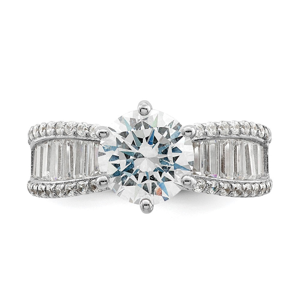 Sterling Silver Polished Rhodium Plated Cz Trio 3 Ring Set