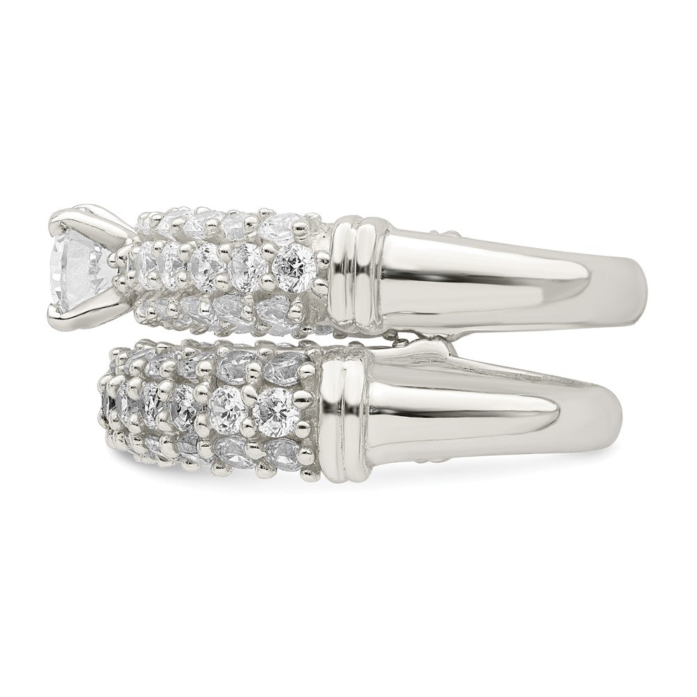 Sterling Silver Polished Pave Cz Wedding Ring Set