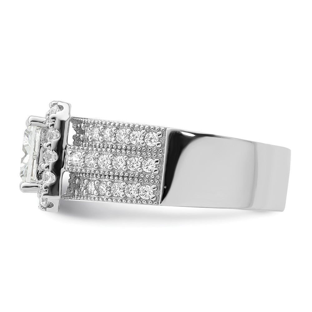 Sterling Silver Rhodium Plated Cz 3 Piece Bridal Ring Set