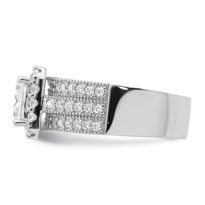 Sterling Silver Rhodium Plated Cz 3 Piece Bridal Ring Set