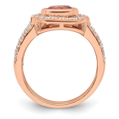 Sterling Silver Rose Tone Cz 3 Ring Set