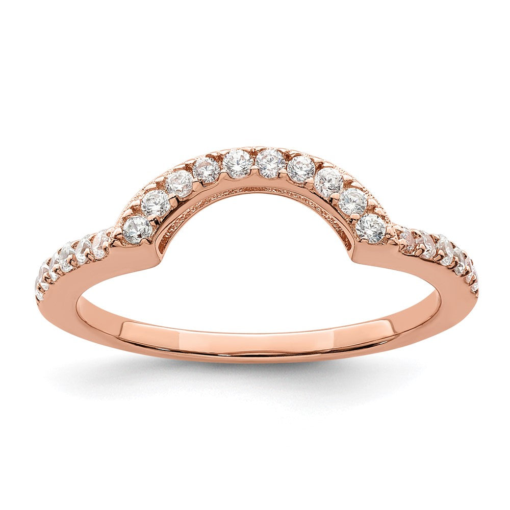 Sterling Silver Rose Tone Cz 3 Ring Set